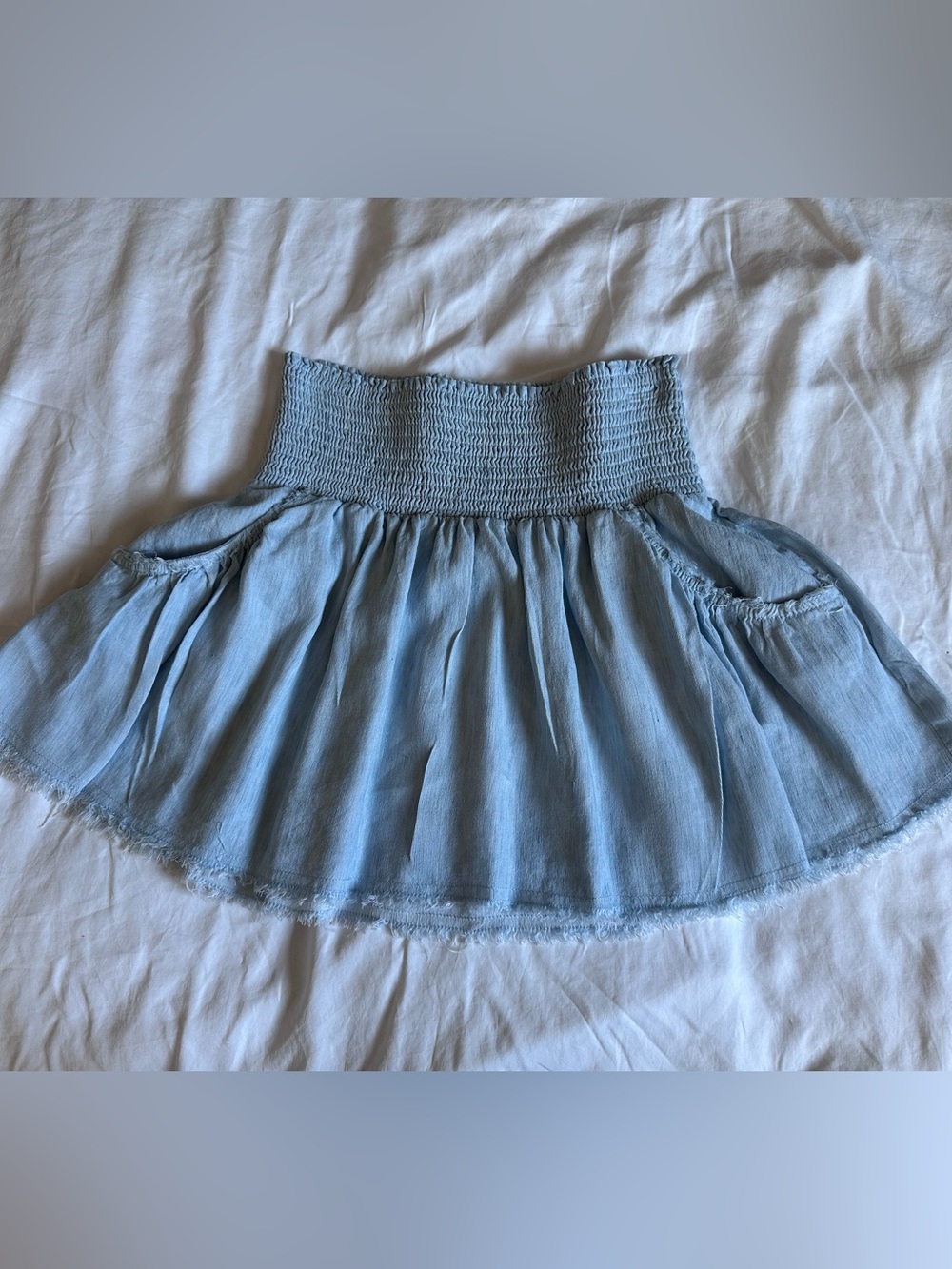 Ramy Brook Camryn Chambray  Smocked-Waist Mini Skirt